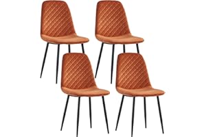 ‎JYMTOM JYMTOM Esszimmerstühle Wohnzimmerstuhl Sessel mit Rückenlehne Sessel Stuhl Scandinavian Vintage Künstlich aus künstlichem Wildleder mit Stahlbeinen in Schwarz (4, orange)