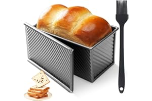 TUTAMAZ Moule à pain avec couvercle - En acier au carbone - Anti-adhésif - Avec pinceau à huile - Résistant à la chaleur - Pour la cuisson de sandwichs, toasts, pâtisseries