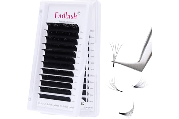 Extension Cils Easy Fan Lashes 0.07-CC Curl 8-14mm Extension de Cils Soie Volume Russe Professionnel Easy Fanning Lash Cils Bouquet Auto-Festonnés FADLASH(0.07-CC, 8-14mm)