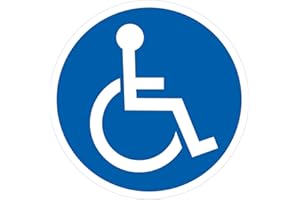 deformaze Sticker Rollstuhlfahrer Behinderten Aufkleber Warnaufkleber Selbstklebend KFZ Auto Scheibe UV Wetterfest Rund Blau Weiß - Verschiedene Größen wählbar (5 cm)