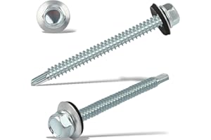 NUTS OT NUTS 130 Viti Autofilettanti Da 4,8 x 55 mm Con Guarnizione, Viti Da Tetto Con Rondella Di Tenuta (Argento)