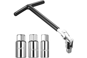 zrfgbxim 1 Llave Bujias en T & 3 Vaso Bujía Magnética Universal 16/18/21mm, Herramientas de Llaves Extracción Bujias para Coche Moto Extracción de Bujías