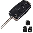 Heart Horse 3 Buttons Folding Vw Remote Flip Key Fob Cover Replacement For Vw Golf Mk6 Beetle Jetta Polo Sko da Touran Sharan Leon Octavia Key Cover Case (with Blade)