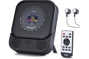 August SE15 Tragbarer Bluetooth 5.3 CD Player mit Lautsprecher 3,5mm Audio In/Out Wiederaufladbar CD Spieler mit USB/Equalizer/Überspringschutz/Wiederholungsmodus/Wandhalterung/Ohrhörer&Fernbedienung