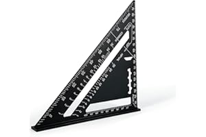 Alfresco Equerre Menuisier Metal, Multifonction équerre Charpentier 180 mm, Trusquin de Menuisier Métrique en Aluminium, Raporteur, Convient aux Charpentiers, Ingénieurs, Noir.