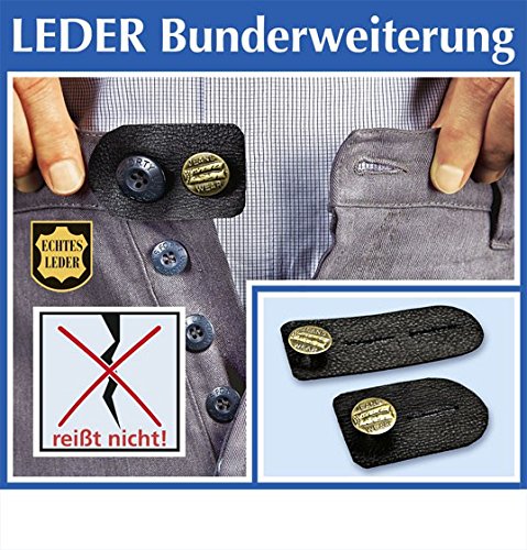 Preisvergleich Produktbild 2er Hosenknopfverlängerung Hosenbunderweiterung LEDER f Umstandshose Umstandskleidung