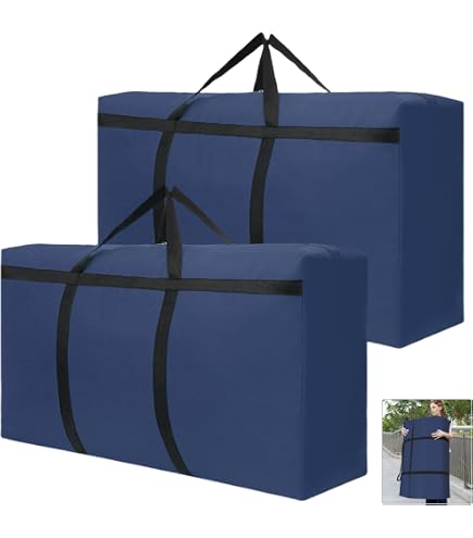 Lot De 2 Sacs De Rangement Vêtements Oxford 90L - Pliables Avec Poignées Noir
