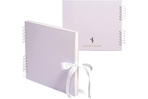 Never Ever Land Album Photo -30 * 25cm Scrapbooking à Spirale de 80 pages 250g - Couverture Rigide avec un Nœud pour Fermer - Parfait pour Naissance, Bébés, Mariage et Album de Famille - Lavande