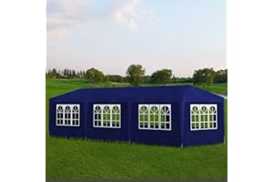 Tidyard Chapiteau de Jardin Tonnelle de Jardin Construction Solide Bleu 3x9m