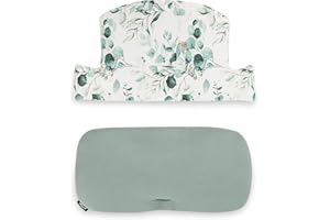 hauck Highchair Pad Select Funda Trona Algodón - Cojín para Trona de Madera Evolutiva Alpha Plus Beta Plus y Arketa - Cojin 2 Piezas Antideslizante para Sillas Evolutivas - Hojas Menta