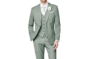 HUUTOE Costume 3 pièces élégant pour homme, pour mariage, bal de fin d'année, affaires, blazer à un bouton, veste, gilet et pantalon, smoking