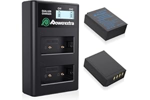 Powerextra 2 X NP-W126 Battery & LCD Charger for Fuji X100F X-A1 X-A2 X-A3 X-A5 X-A10 X-E2 X-E2S X-Pro1 X-Pro2 X-T1 X-T2 X-T3 X-T10 X-T20 X-T100 X-H1 FinePix HS33EXR HS50EXR