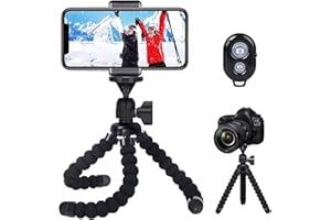 LUNRIWIS Tripode Movil, Flexible Style Pulpo Portátil del Soporte del Trípode Mini Móvil Trípode con Clip Universal con Bluetooth Tornillo 1/4''para iPhone Android Samsung Xiaomi GoPro Hero 6 Hero 5 Cámara