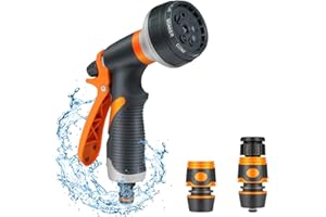 GOLDMIKY Garten Handbrause, Gartenspritze mit 8 Einstellbare Bewässerung Muster, Rutschfestes Design Griff, Perfekt für Garten Bewässerung Autowaschen Haustier Baden Bürgersteig Reinigung