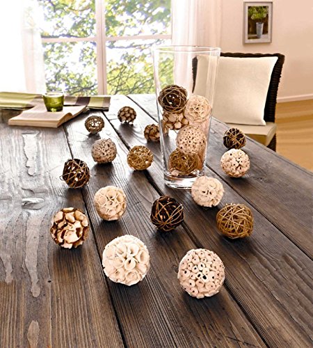 SIDCO ® 20er Dekokugel Natur Kugel Tischdeko Dekokugel Weide Naturdeko Rattan Holz - 2