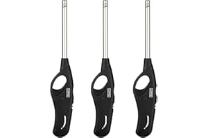 Clipper - Pack de 3 Encendedores Reusables de Cocina o Barbacoa Wave | Mecheros Reutilizables | Ideal para Cocinas de Gas (Negro)