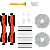 robotbedek, X10 Plus X20 Plus Xiaomi Compatible Replacement Black Brush Hepa Filter Mop Set-12 Pieces