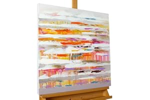 KunstLoft Leinwandbild | 100% HANDGEMALT | 60x60cm | Gemälde 'Ebenen des Glücks' | Abstrakt | Bunt | Wandbild Wohnzimmer