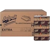 Selpak Professional Extra Z Katlama Kağıt Havlu &Ccedil;ift Katlı 21.5 x 24 cm 200 Yaprak - 12 Paket (7906606)