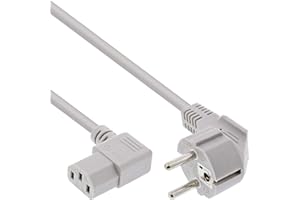InLine 16647B - Cable (1 m, Male connector / Female connector, C13 acoplador, CEE7/7, Gris)