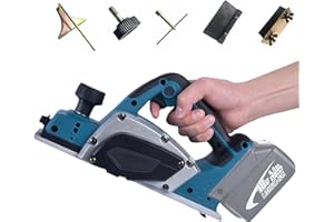 HEBERUCK Cepilladora de batería, batería de 3200 r/min, cepilladora eléctrica de mano, herramienta eléctrica ajustable con interruptor autoblocante para trabajar la madera, 0 ~ 4 mm, FTA0081-MK2