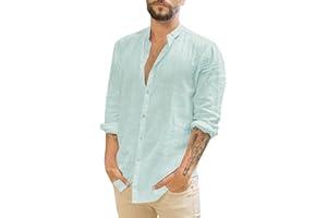 Dwevkeful Camicia Lino Uomo Coreana Manica Lunga Camicie Estive No Stiro Slim Fit Elegante Maglietta Botton Down Giapponese