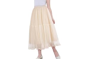 Adigau Gonna a mezza lunga da ragazza, in tulle, gonna da principessa, per bambini, ragazza, gonna a tutù in chiffon, vita elastica, per matrimonio, festa di compleanno