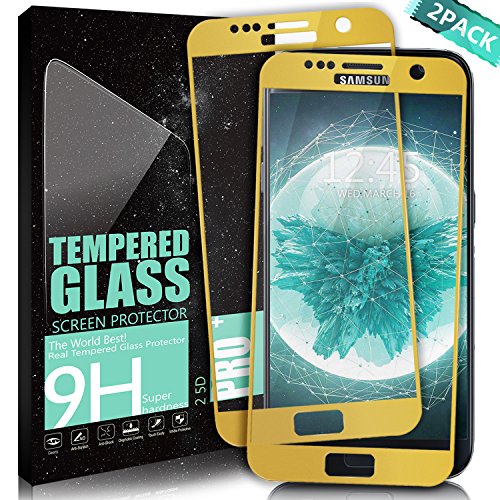 Verre Trempé Galaxy S7, DanTeng [Lot de 2] Couverture Complèt Film Protection en Verre Trempé écran Protecteur Vitre Pour Samsung Galaxy S7 Anti Rayures, Ultra Résistant Dureté 9H 