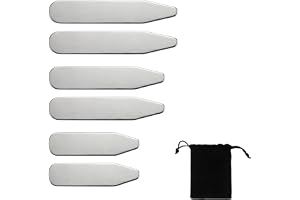 6 stycken kragstavar, herrset, skjortkrage, insats i 3 storlekar (50,8/63,5/70 mm), robust skjorthållare, kragstöd för affärsskjortor och kostym, inklusive elegant sammetspåse