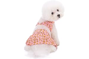 BT BEAR Costume da bagno per cani e animali domestici, con fiori, estivo, da spiaggia, per gatti, cuccioli, cani di piccola taglia (XS, leopardo rosa)