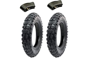 ECOVELO 2 Cross Tyres 100/90-10 + Camera Tyres Union Compatible with Piaggio Ape 50 MiniCross Mini Motorcycle Scooter 6PR
