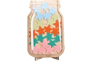 MIKIULY Barattolo di Ricompensa con Stelle,Barattolo di Ricompensa per Bambini,Barattolo di Incentivi per Buon Comportamento,Barattolo Ricompensa,Barattoli di Ricompensa in Legno,per Ragazzi e Ragazze