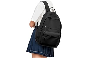 VECAVE Lightweight School Travel Water Resistant Rucksack Backpack, Laptop Casual Daypack College Secondary School Bags BookBag for Teenage Girls Boys Women Men, Black