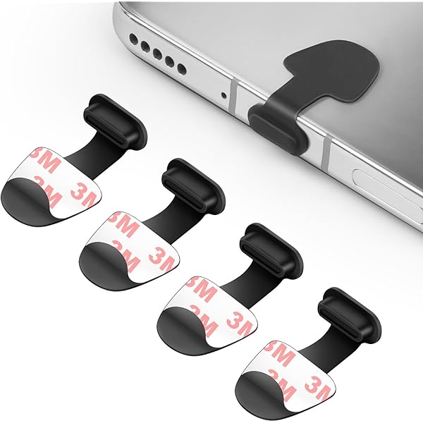 4 Tappi Antipolvere Per Porte USB - Silicone Morbido, Antiperdita, Nero E Fluorescenti - Foto 8