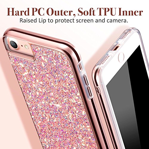 ESR Funda iPhone 7  iPhone 6   6S ESR C  rcasa Lujosa Brilla  Protecci  n a Pantalla y C  mara   Pl  stico Duro Exterior   TPU Blanda Interior para Apple iPhone 7  iPhone 6   6S de 4 7  - Oro Rosa