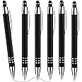 Cobee Stylus Tip Ballpoint Pens, 6 Pieces 1.0mm Retractable Ball Point Pen Medium Point Smooth Writing Pen Black Ink Metal Pen Stylus Nice Pen for Touch Screens(Black)