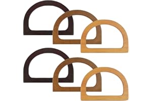 Kleemeiero 6 PZS Asas de Madera para Bolsos Asas para Bolsos de Madera en Forma de D Asas Cortas para Bolsos de Mano Asas Madera para Bolsos de Crochet, Carteras, Bolso Mujer, DIY (3 Marrón Natural)