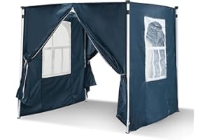 LEMROE Gazebo Side Panels 2x2m Water-Resistant 210D Replacement Sidewall with Zippers and Transparent Windows for Garden Gazebos (Blue-2×2m)