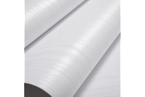 Glow4u Estantería de vinilo autoadhesiva con textura de madera blanca para armarios de cocina, mesa, encimera de 40 x 500 cm