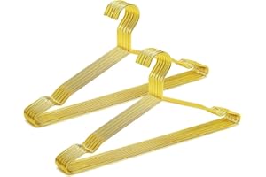 ‎AMBER HOME Amber Home 20 Stück 43cm Gold Eisen Kleiderbügel, Metall Kleiderbügel aus mit Rutschfester Nut für Anzug T-Shirt Hemd Jacke Kleid Hose, Robust und Haltbar