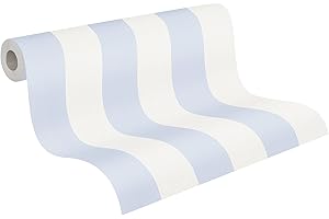 A.S. Création Papier peint intissé - Tapisserie papier peint à rayures en bleu et blanc - Papier peint pour différentes pièces - Papier peint mural de 10,05 m x 0,53 m