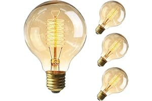 Woowtt Vintage Edison Light Bulbs, Dimmable Screw Edison Bulbs Old Fashioned Style Globe Bulbs Retro Spiral Filament Lamp Warm Light 25W (4Pack)