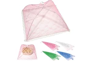 Powersell srls Coprivivande a Rete Pieghevole Anti Insetti, Cupola Copri Alimenti, Copertura Tenda Ombrello per Cibi Protezione per Barbecue Picnic Contro Zanzare 30x30 cm (Giallo)