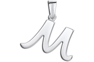 Amberta Gioielli - Ciondolo a Forma di Iniziale in Argento Sterling 925 - Pendente Classico per Donna alla Moda