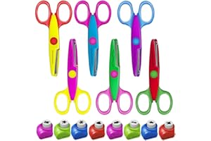 BLUVAST Tijeras Manualidades 6pcs, Tijeras Niños Manualidades con 8pcs Perforadora Papel Formas, Mini Perforadoras de Agujero a Mano Hole Puncher, Scrapbooking Perforadoras Papel de Diferentes Patrones