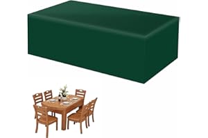AXFZZRS Housse pour Salon de Jardin, Imperméable, Résistance au Vent, Anti-UV, Robuste en Tissu Oxford 420D Housse de Protection pour Table, Housse de Table Jardin, Rectangulaire ​- Vert 200x100x75cm