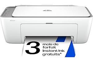 HP DeskJet 2820e, 588K9B, Imprimante Tout en Un, Jet d'encre, Couleur, 3 Mois d’Instant Ink Inclus, Photocopie, Scan, Impression, WiFi, Blanche et Grise