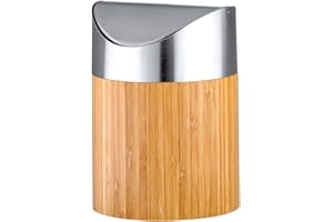 axentia Poubelle, bambou/argenté, ca. 12 x 12 x 17,5 cm