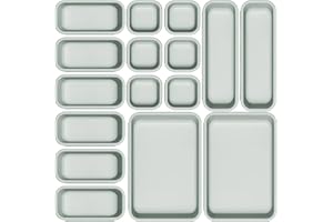 Famhap Organiseur de Tiroir de Bureau, 16 Pièces en Plastique Séparateurs de Tiroir Bacs de Rangement pour le Bureau, Salle de Bain, Cuisine(Vert)