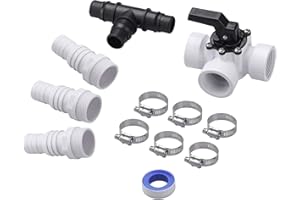 DPOOL Juego Completo Valvula selectora Bypass Piscina 3 Vías para mangueras con diametro de 32 y 38mm Depuradoras Calentador Panel Solar